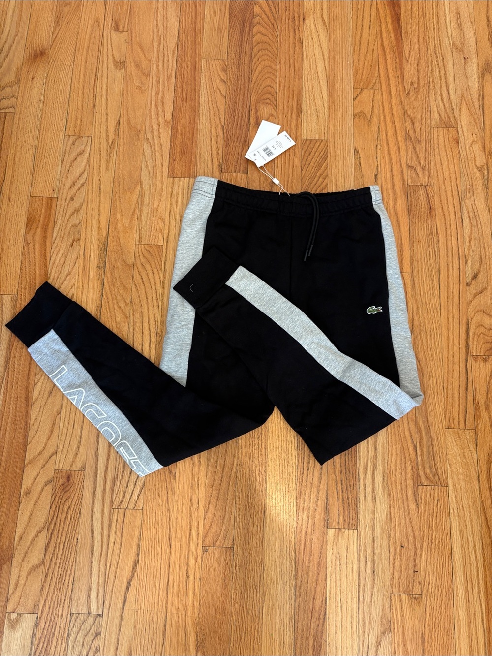 Lacoste Kids Black & Gray Side-Stripe Joggers